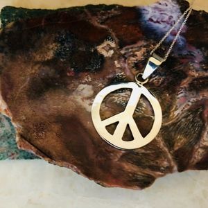 peace sign pendant with silver chain